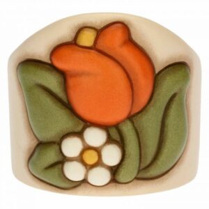 Porta bicchieri singolo in ceramica Country con tulipano