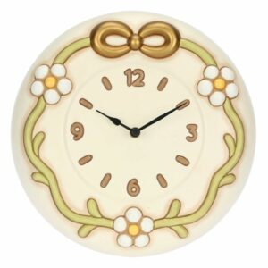 Orologio con margherite e fiocco in ceramica
