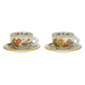 Set 2 tazze Country con fiori, farfalla e uccellino medio