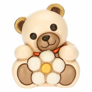 Teddy con margherita in ceramica Primavera da vivere, piccolo