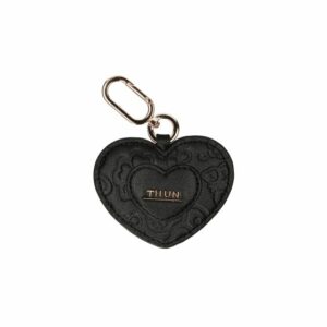 Portachiavi a forma di cuore in ecopelle nero Sempre con me