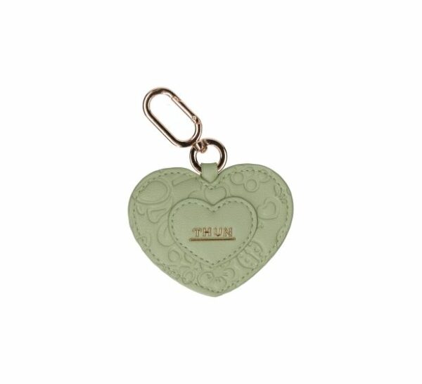 Portachiavi a forma di cuore in ecopelle verde acqua Sempre con me