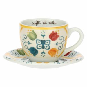 Tazza colazione con piattino in porcellana Eolia