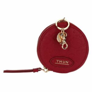 Portachiavi rotondo con zip in ecopelle bordeaux Sempre con me