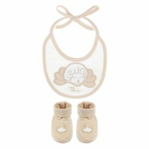 Set bavetta e scarpine neutro in cotone THUN