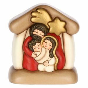 Mini presepe Thun con capanna e Sacra Famiglia in ceramica