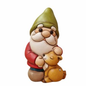 Gnomo Oliver con cerbiatto Amy in ceramica Inverno Incantato, medi Thun
