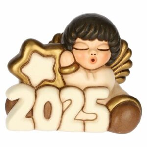 Angelo Buon Anno 2025 con stella in ceramica thun