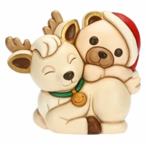 Teddy a cavallo della Renna Robin in ceramica, maxi THUN