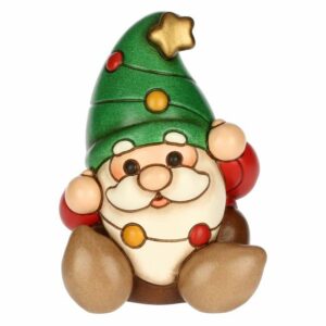 Gnomo Oliver con lucine natalizie in ceramica, piccolo thun