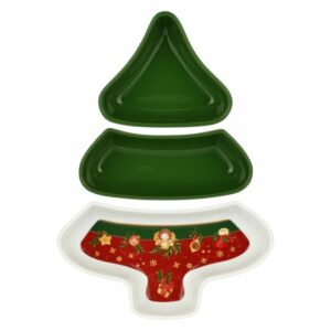 Antipastiera a forma di albero di Natale in porcellana Sorprese di Natale THUN