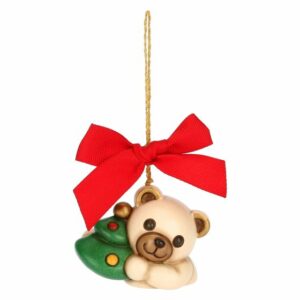 Addobbo natalizio Teddy con albero di Natale in ceramica, piccolo thun
