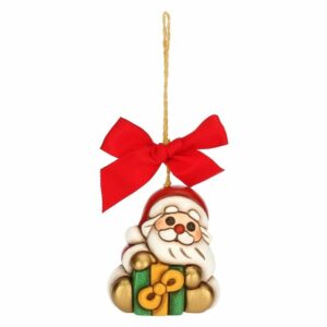 Addobbo natalizio Babbo Natale con regalo in ceramica, piccolo thun