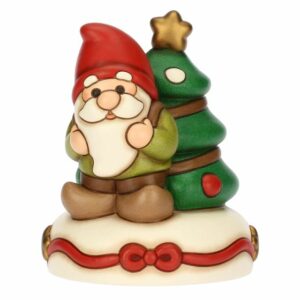 Carillon gnomo Oliver e albero di Natale in ceramica, medio