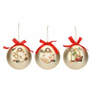 Set 3 palline natalizie oro in poliestere, grandi thun