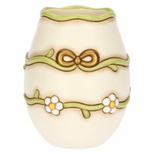 Vaso con margherite e fiocco in ceramica, medio THUN