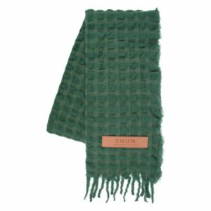 Sciarpa di lana con frange verde THUN
