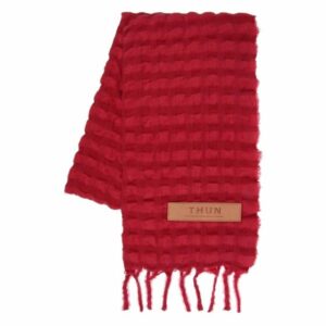Sciarpa di lana rossa con frange THUN