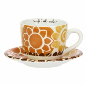 Tazza colazione con piattino in porcellana Caffè al Sole THUN