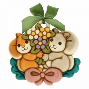 Formella scoiattoli con mazzo di fiori grande thun