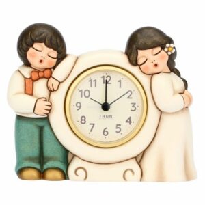 Orologio da tavolo thun con sposini in ceramica