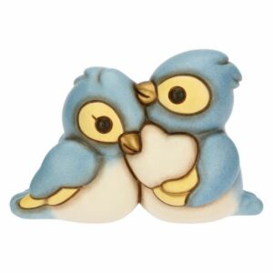 Coppia cinciarelle in ceramica con cuore, piccole thun