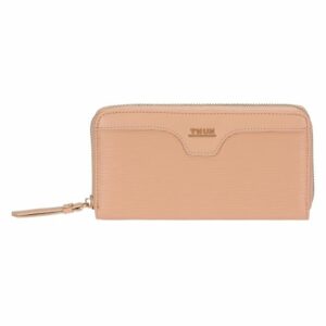 Portafoglio con chiusura zip in ecopelle, rosa thun