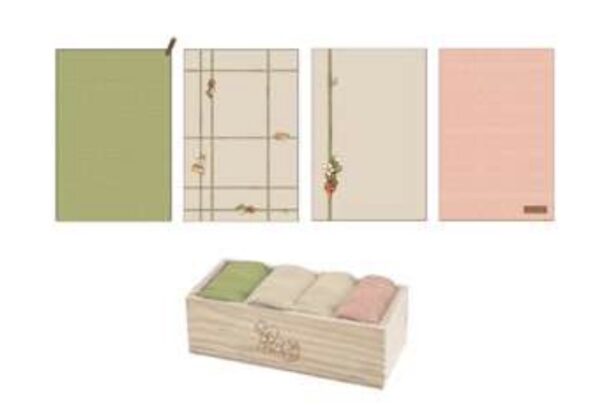 Set 4 strofinacci con scatola in legno Country Bloom thun
