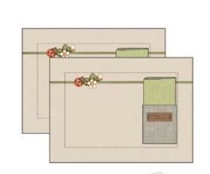 Set 2 tovagliette con tasca e tovagliolo Country Bloom thun