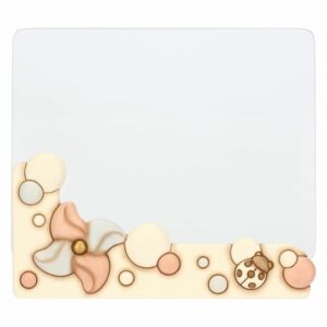 Portafoto in ceramica e vetro girandola e coccinella con calco manina thun
