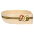 Ciotola THUN grande in ceramica color crema con bordo decorato da un nastro verde e una composizione di farfalla, fiori bianchi e un bocciolo.