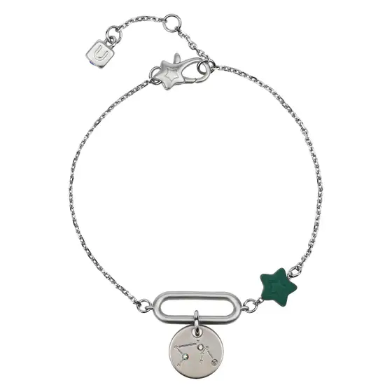 Bracciale THUN con pendente costellazione Acquario e stella in silicone verde