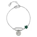 Bracciale THUN color oro con ciondolo a stella smaltata bianca e pendente rotondo con simbolo del segno zodiacale Bilancia, su sfondo bianco.