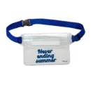 Marsupio trasparente con tracolla blu e scritta never ending summer blu