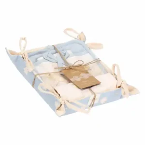 Set presina, strofinaccio e grembiule Elegance THUN in tessuto chiaro con dettagli floreali coordinati