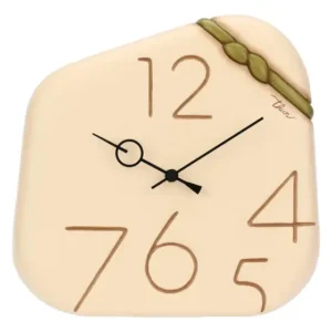 Orologio da muro in ceramica THUN Sublime con numeri grandi stilizzati e decoro elegante in rilievo.