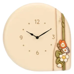 Orologio da parete in ceramica THUN con farfalla e fiori decorativi della collezione Country Bloom.