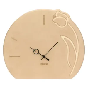 Orologio THUN Iconic Elegance in ceramica, maxi. Colore neutro, con un tulipano in rilievo sul lato destro e lancette nere.