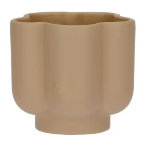 Portaspazzolini in porcellana Iconic Elegance THUN color neutro con design floreale stilizzato.