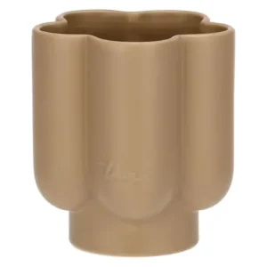 Portatrucchi in porcellana Iconic Elegance THUN di colore beige con design elegante e raffinato, ideale per organizzare trucchi e pennelli.