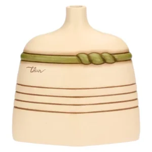 Vaso medio in ceramica THUN Sublime con nastro verde e linee decorative orizzontali
