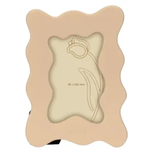 Portafoto da tavolo grande THUN della linea Iconic Elegance, in stoneware color beige rosato, con cornice a forma di onda.