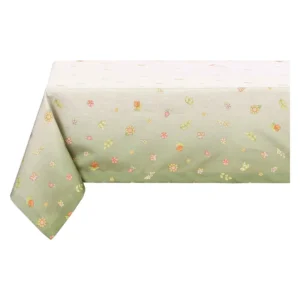 Tovaglia antimacchia THUN Country 150x200 cm con fantasia floreale su sfondo verde sfumato