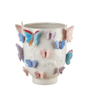Vaso basso in gres con farfalle, L'OCA NERA