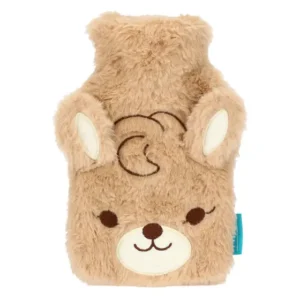 Mini boule in gomma con custodia in peluche a forma di orsetto THUN, di colore beige.