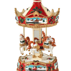 Carillon giostra cavalli con musica e movimento in resina, idea regalo Natale Brandani