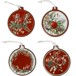 Sottobicchieri decorativi cm 10x11, Set 4 pezzi, collezione Carol - Natale Brandani
