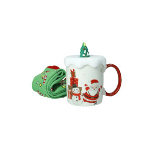 Mug New Bone china con tappo in silicone e calzini di cotone, idea regalo natale Brandani