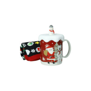 Mug New Bone china con tappo in silicone e calzini di cotone, idea regalo natale Brandani