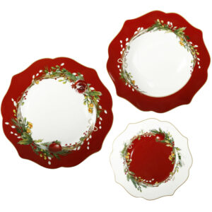 Servizio di Piatti Carol natalizio per 6 persone ( 18 pezzi) - Natale di Brandani